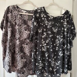 Maurices Black & White Floral Mixed-Print Blouses (Set of 2)